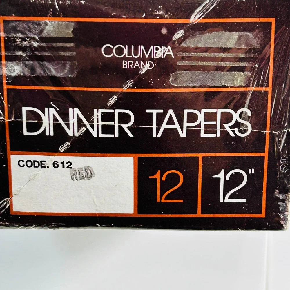 Columbia Brand 12 Inch Dinner Taper Candles Red 612 Unscented‎
